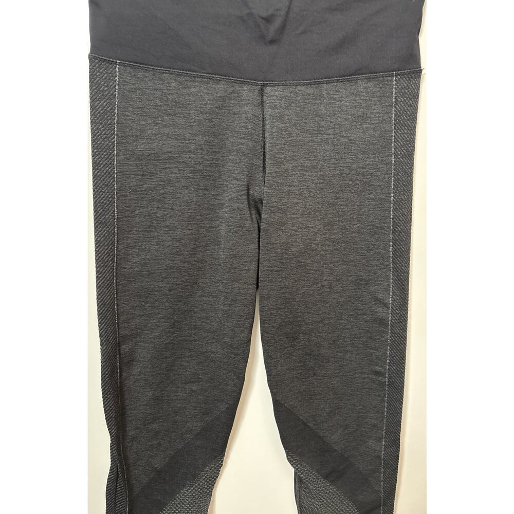 Athleta - Heathered Gray Leggings Black Mesh Panels, Size XL